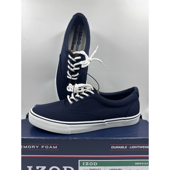 Izod Men's Rangley Canvas Memory Foam Blue Lace Up Sneaker Shoes Size 9.5 New - Picture 1 of 16